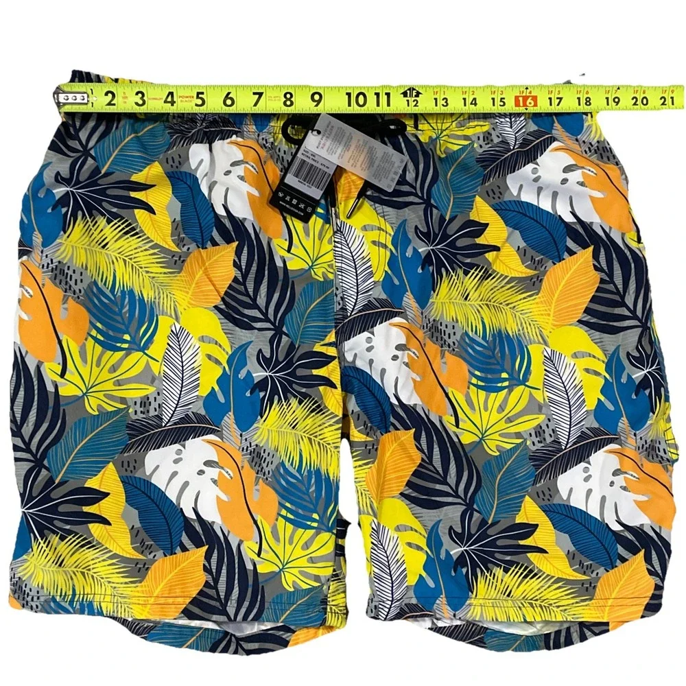 NWT Relleciga Hawaiian Lined 2XL Leaf Print Beach Shorts‎ 36